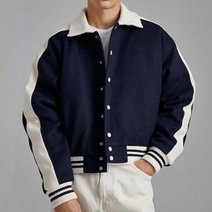 ASOS Varsity Trucker Jacket Navy Size Small